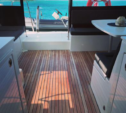 Cockpit facing aft of 450S Lagoon Catamaran Yacht
