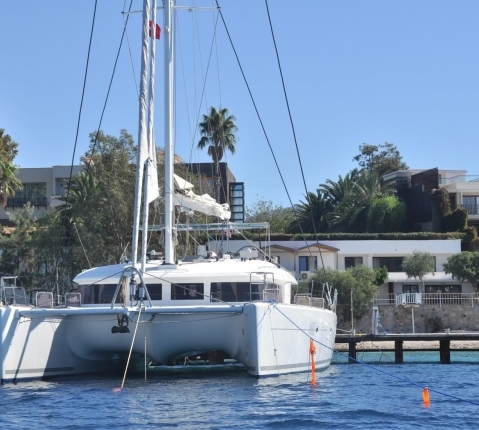 Moored LAGOON 620 Catamaran Yacht