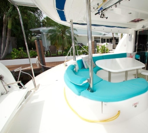 Aft Cockpit Table of Leopard 46 Catamaran